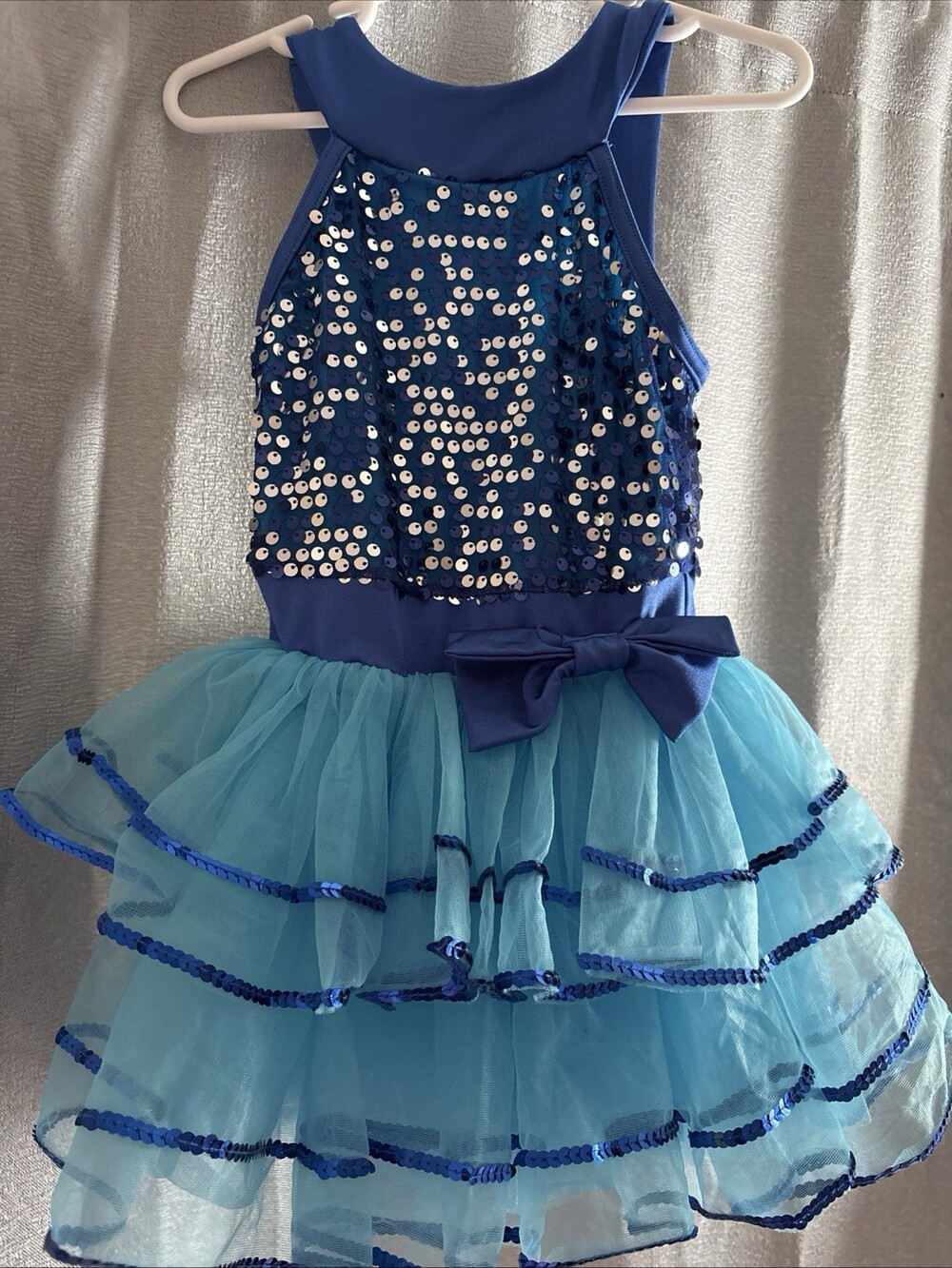 Weissman Dance costume dress blue sequin child Size XSC Child Dance Costume